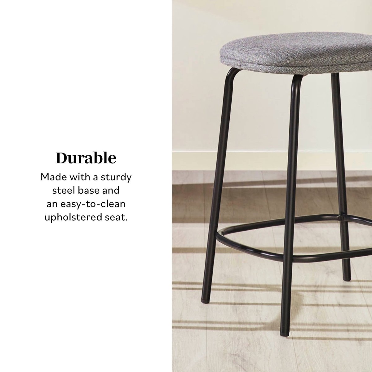Mutt Simple Counter Stool with Upholstered Seat, Set of 2
