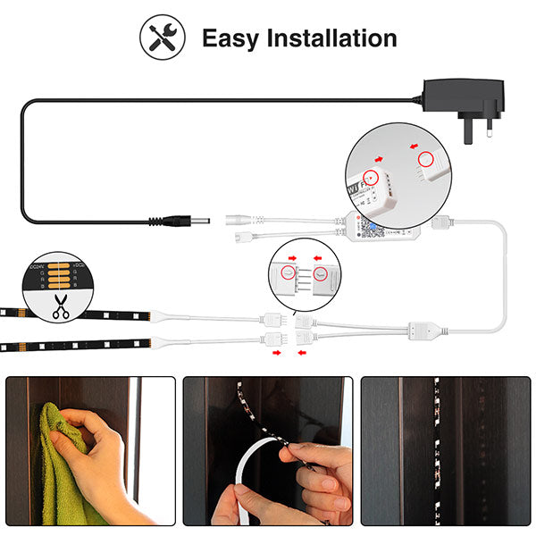 Alexa LED Strip Lights, 66ft Smart WiFi RGB Light Strip, Works with Google Assistant, Amazon Echo, Dimmable Coloured Strip Lights for Home, TV, Party, Decor