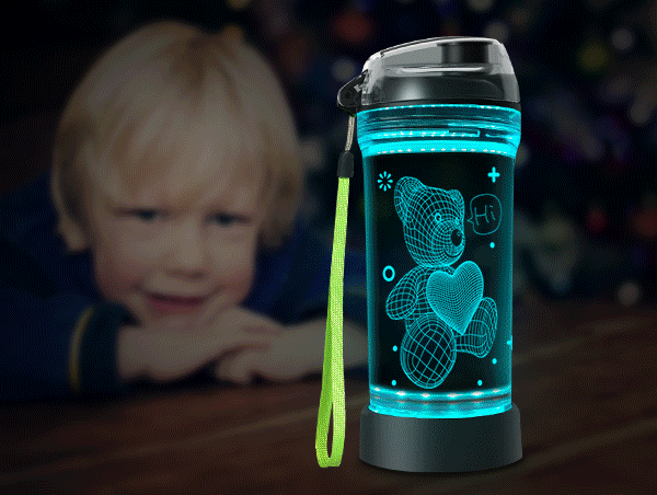 Teddy Bear 3D Light Up Water Bottle