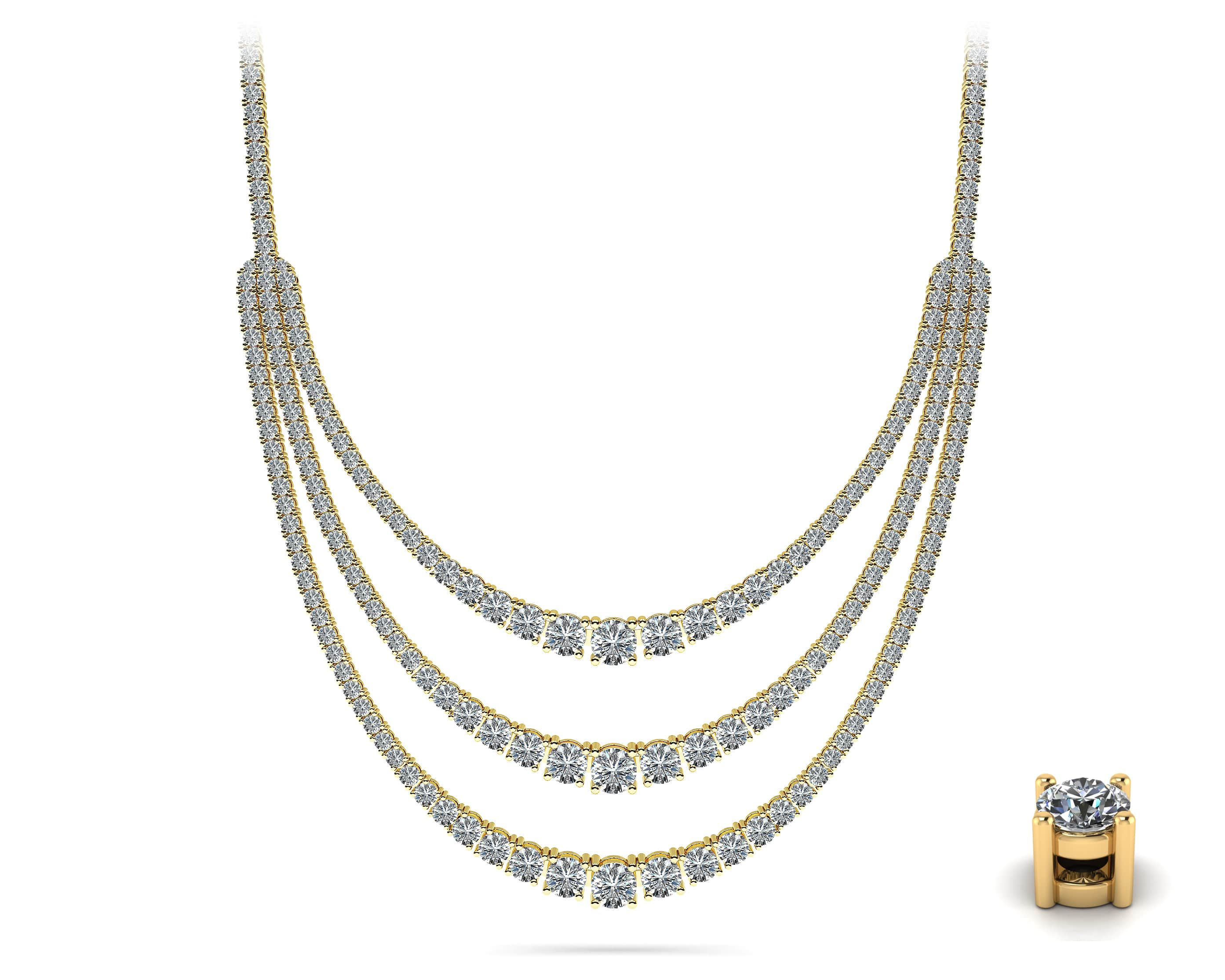 4 Prong Triple Strand Graduated Lab-Grown Diamond Necklace