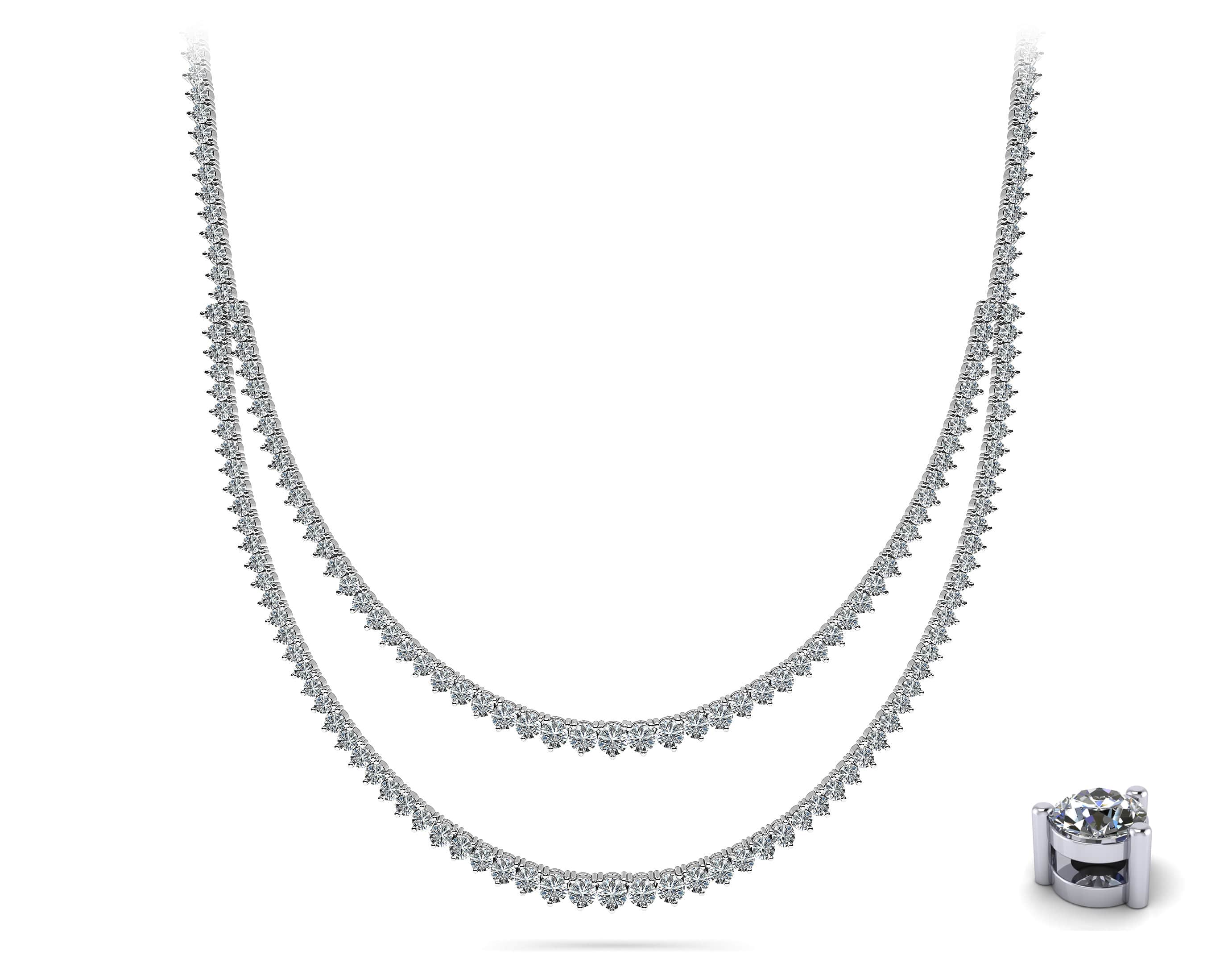 3 Prong Double Strand Graduated Lab-Grown Diamond Necklace