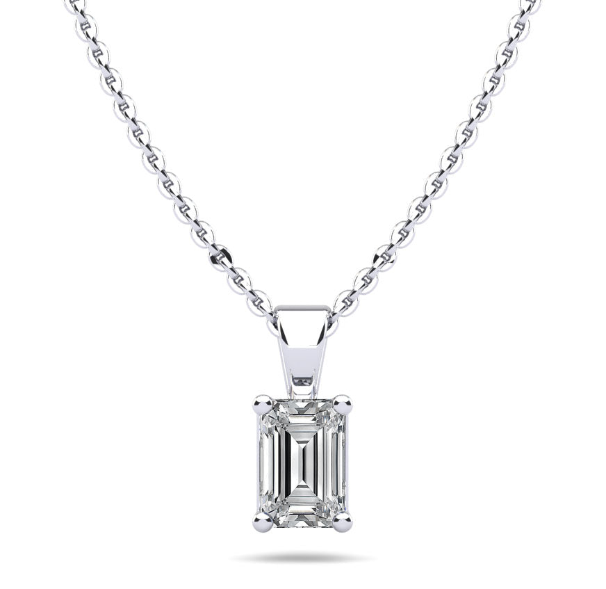 Emerald Cut Shaped Lab-Grown Diamond Pendant