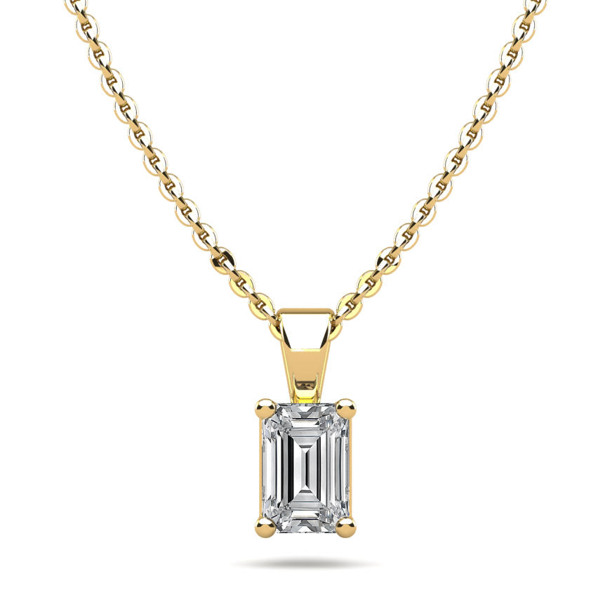 Emerald Cut Shaped Lab-Grown Diamond Pendant