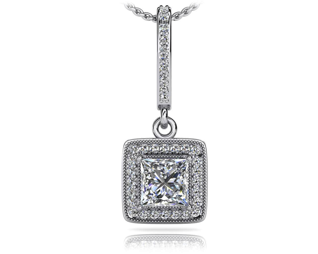 Elegant Princess Cut Lab-Grown Diamond Drop Pendant