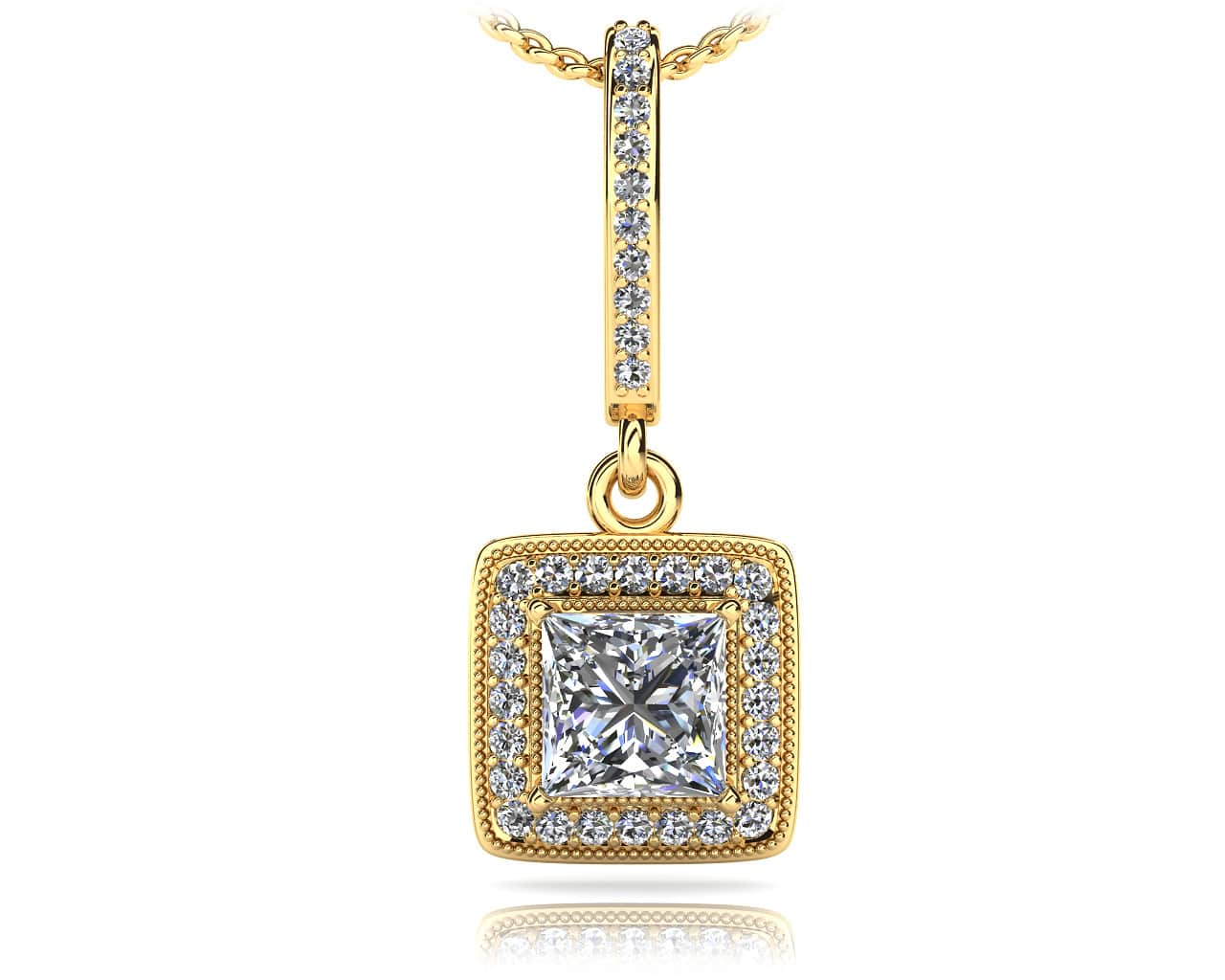Elegant Princess Cut Lab-Grown Diamond Drop Pendant