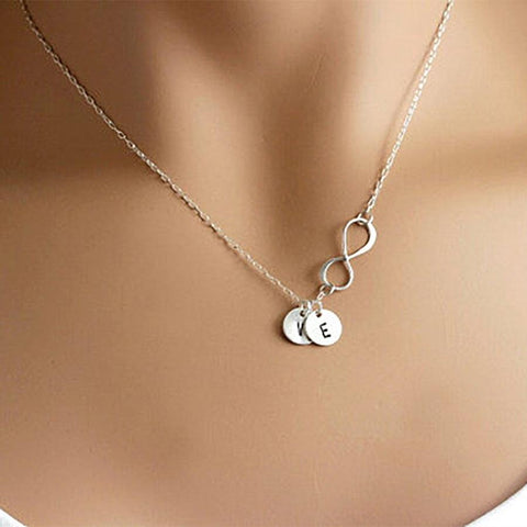 Sterling Silver Personalized Infinity Necklace With Initial Discs
