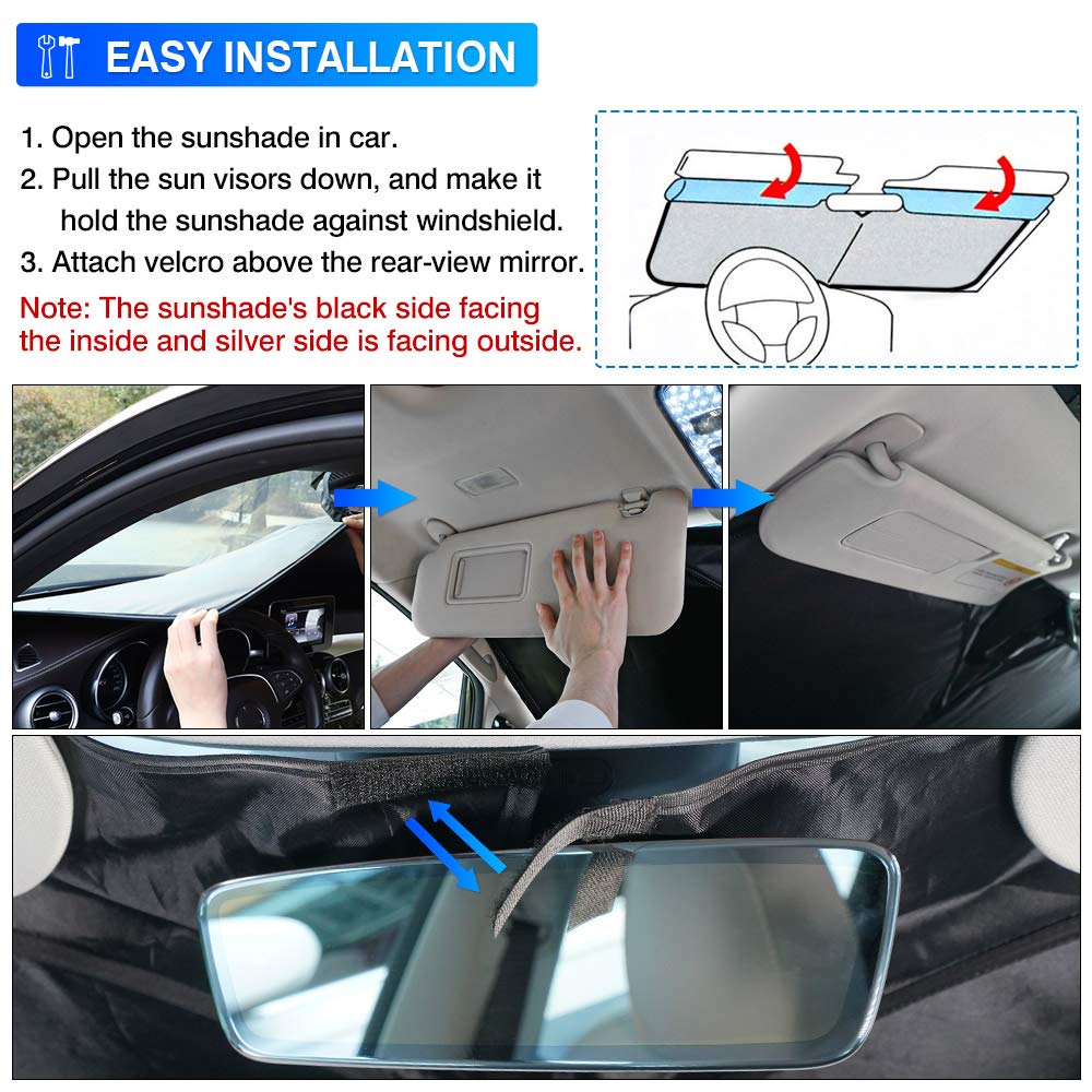 2016- 2023 Tesla Model X | Sunshade Window Sun Visor Protector Foldable Blocks UV Rays