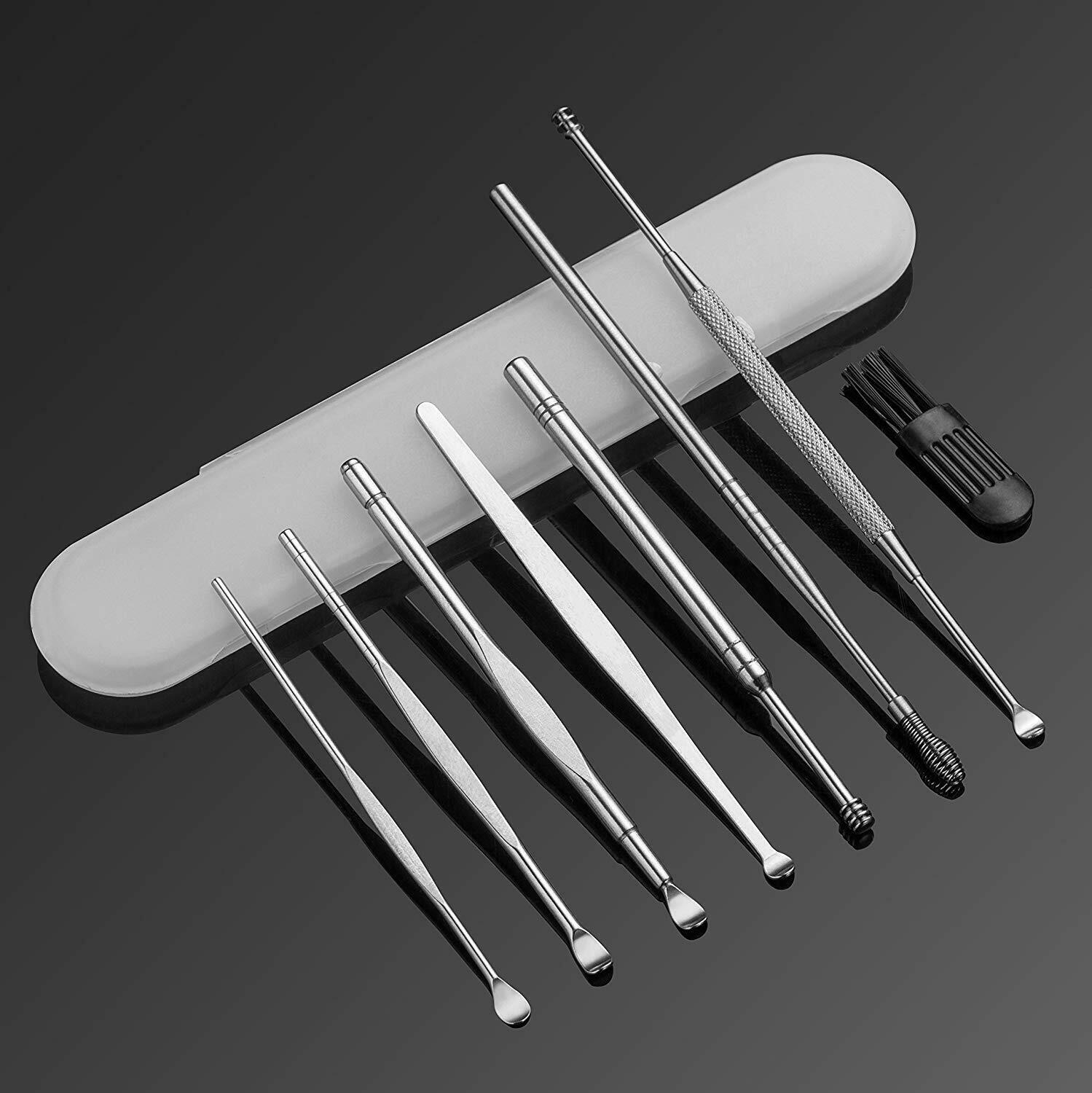 8pcs Ear Pick Cleaning Set Health Care Tool Ear Wax Remover Cleaner Curette Kit