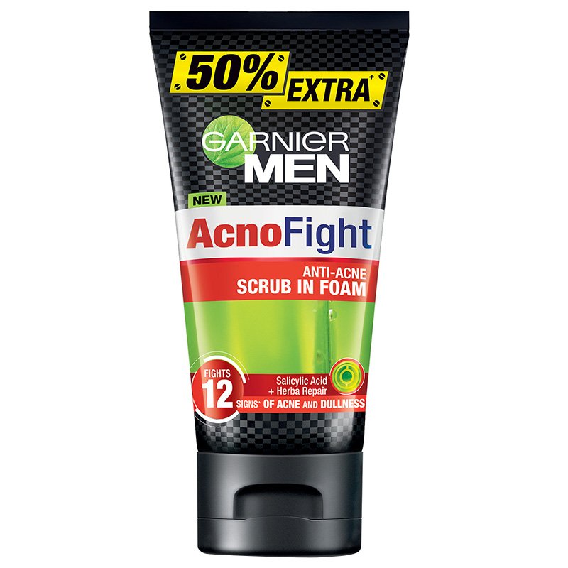 Garnier Men AcnoFight Anti Acne Scrub in Foam Facial Cleanser 150ml