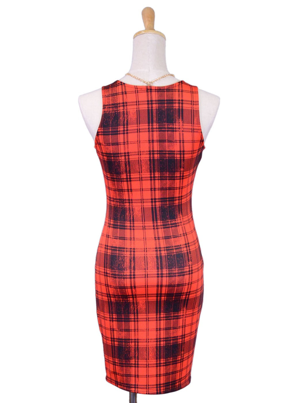 Cherry Mellow Girly Glam Plaid Print Bodycon Tank Knit Party Dress