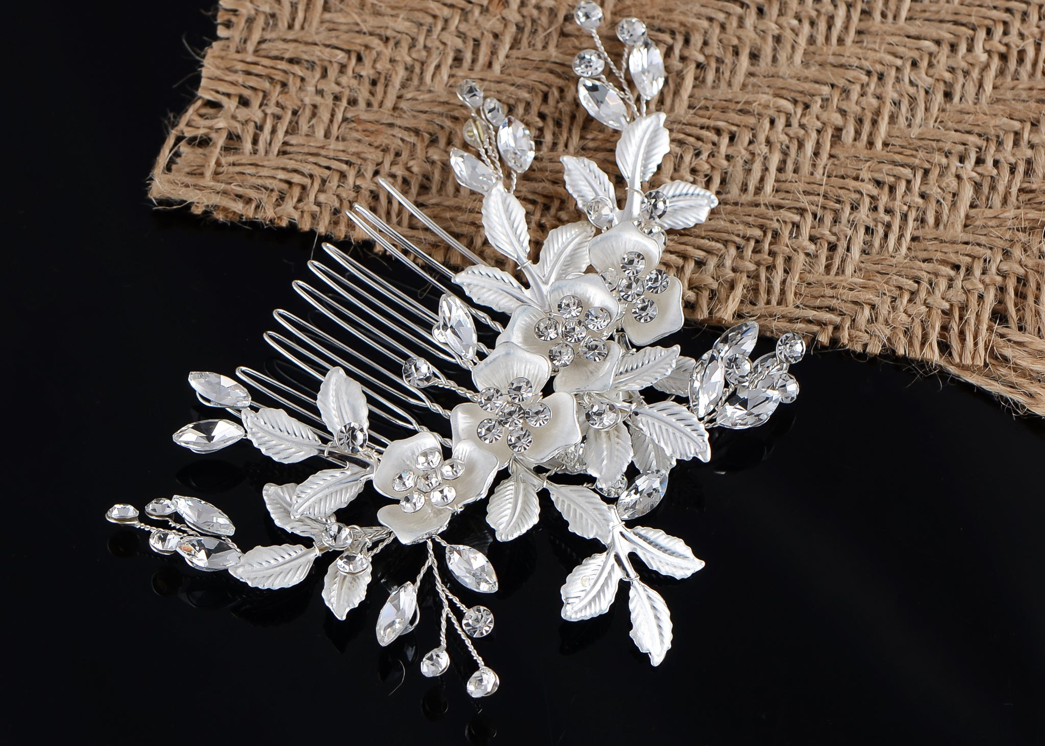 Alilang Flowers Crystal Hair Comb Bridal Hair Pieces Retro Hair Clips Wedding Hair Accessories