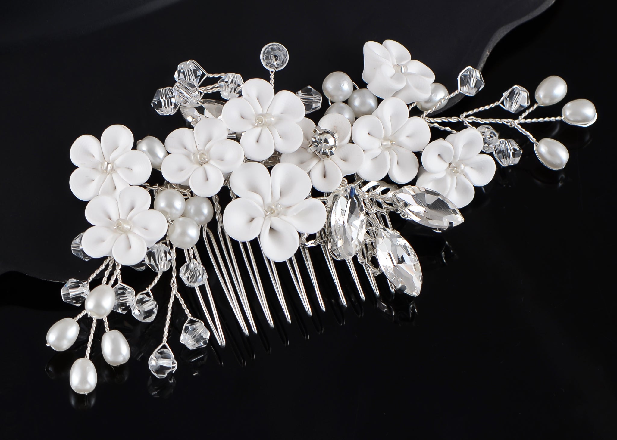 Alilang Flowers Crystal Hair Comb Bridal Hair Pieces Retro Hair Clips Wedding Hair Accessories