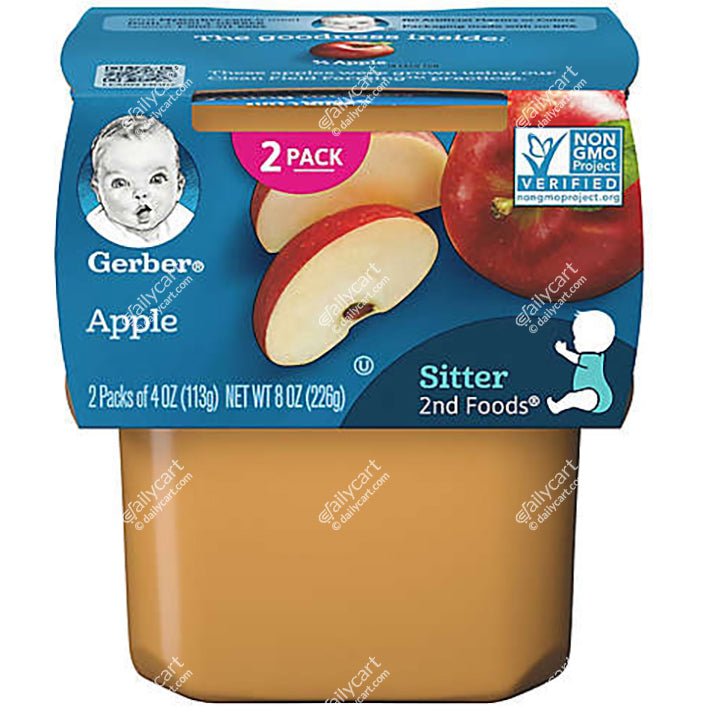 Gerber Sitter 2nd Foods Apple Baby Food, Pack of 2, 4 oz Tubs