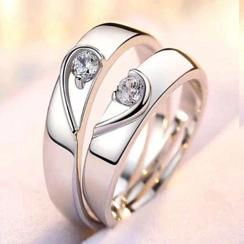 Korean Edition Minimalist Couple Rings - Crown Design