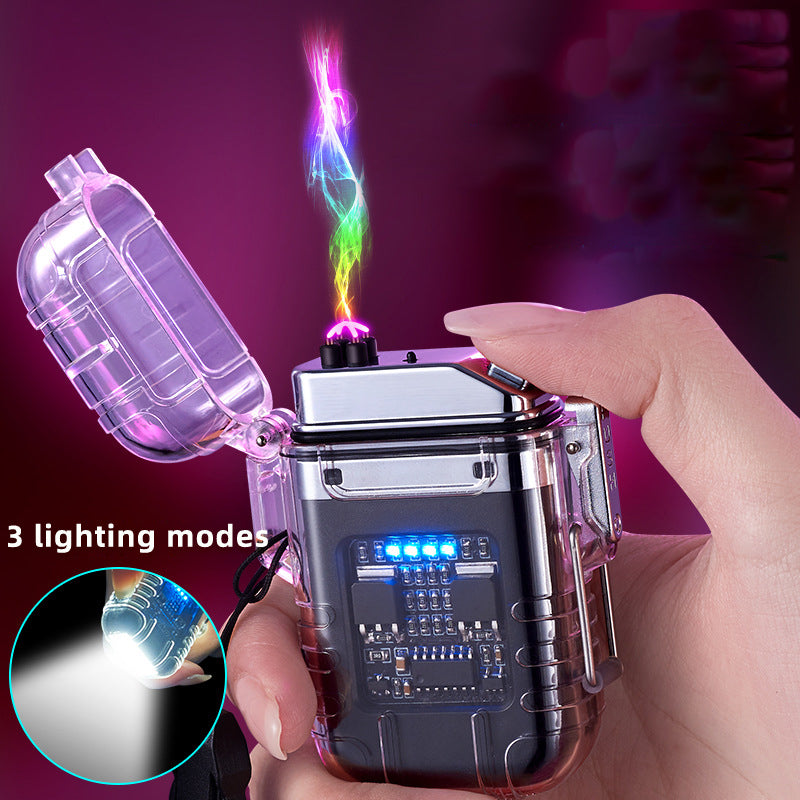 Transparent Shell Double Arc Lighter - Waterproof and Windproof Outdoor Multi-purpose Lighter