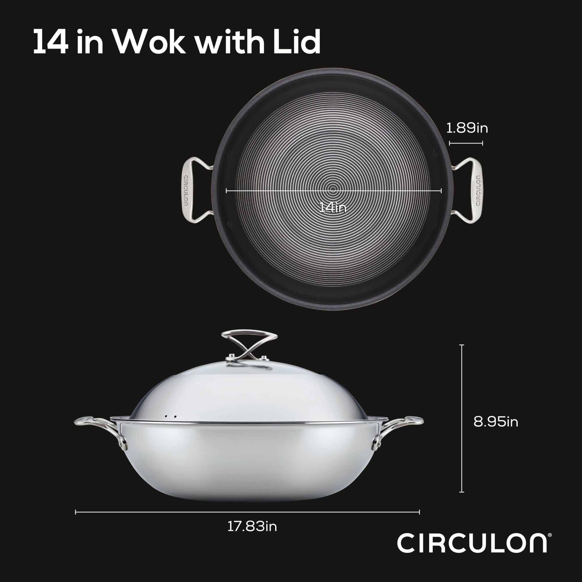 Wok with Glass Lid and Hybrid SteelShield Technology