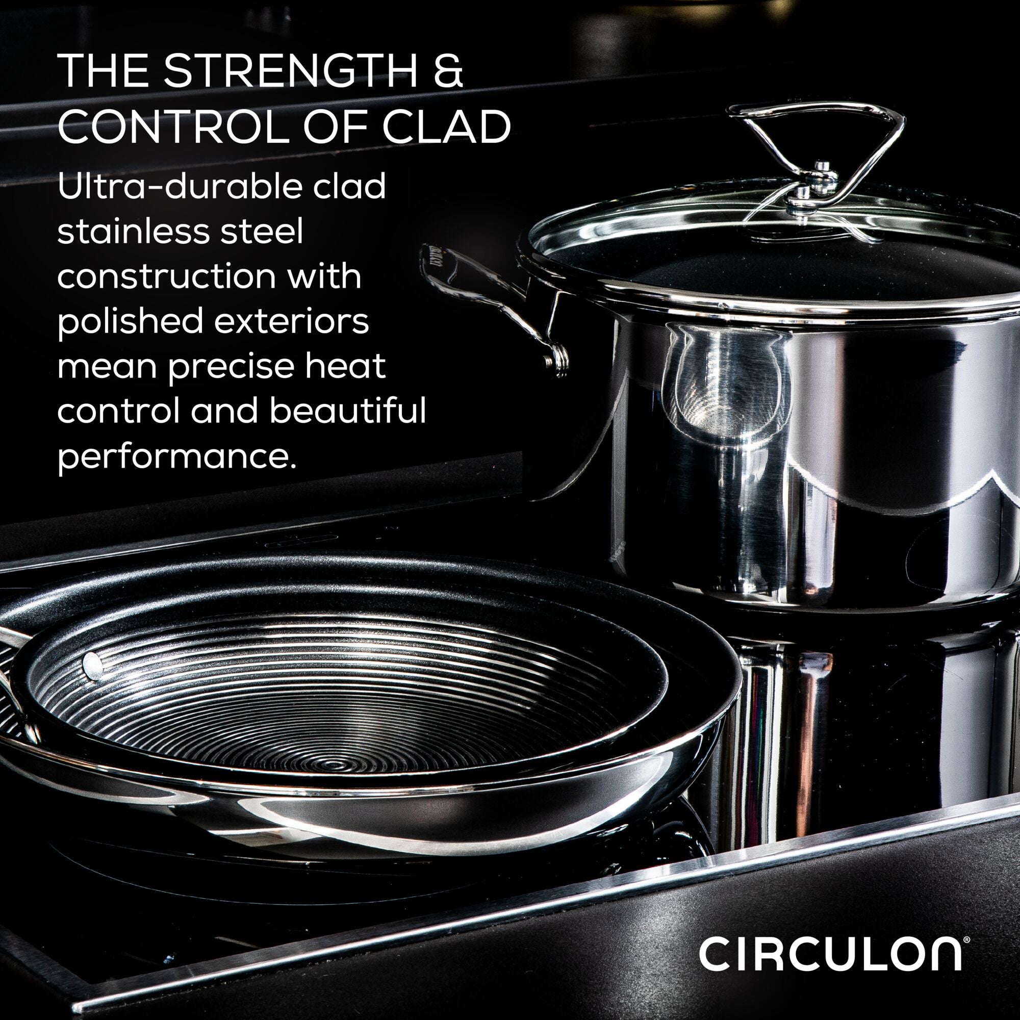 Wok with Glass Lid and Hybrid SteelShield Technology