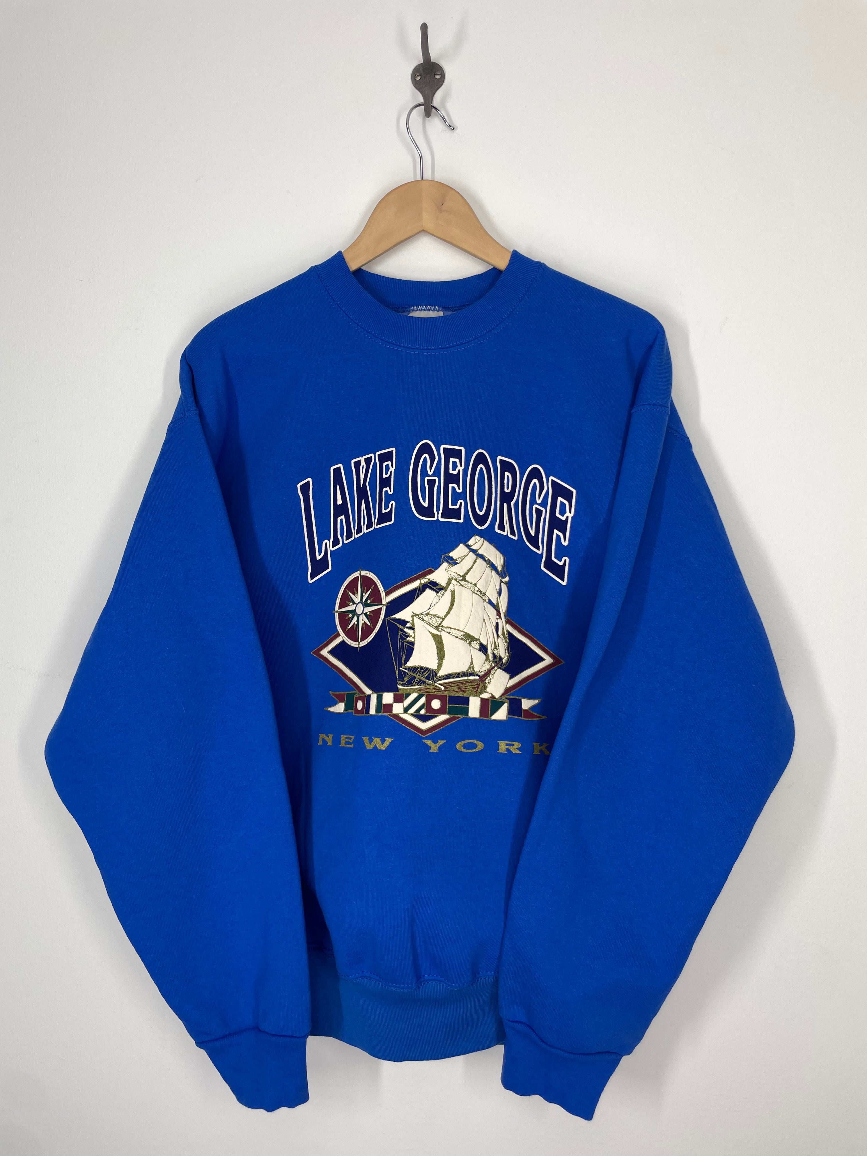 Lake George New York State Puff Graphic Crewneck Sweatshirt - FOTL - L