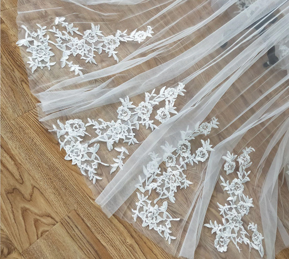 Lace Trimmed Tulle Bridal Cape