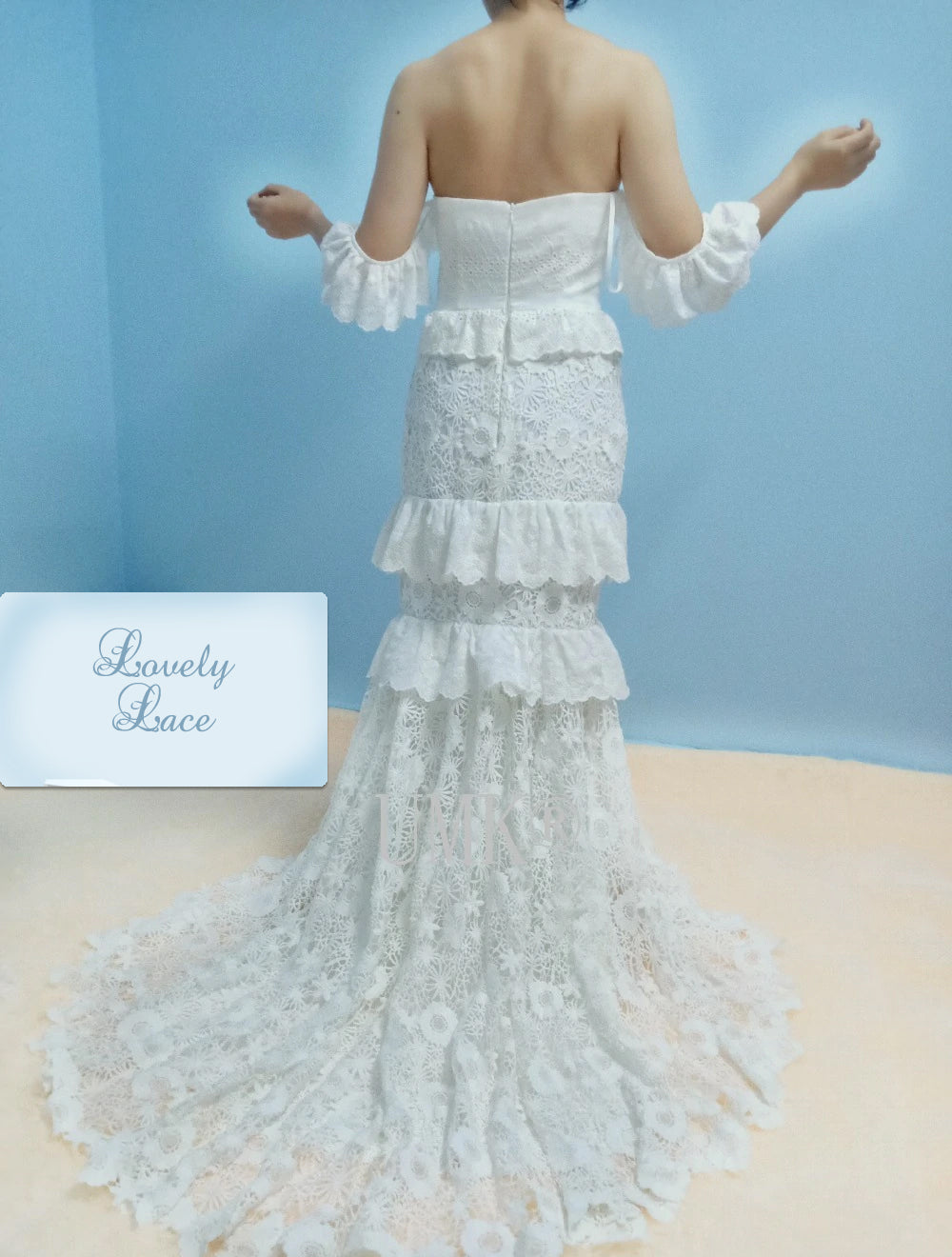 The Liana Sleeveless Tiered Lace Boho Mermaid Wedding Dress