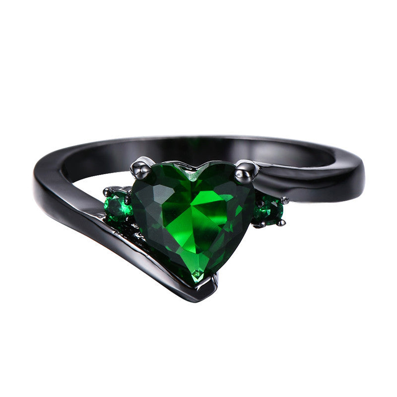 Vibrant AAA+ Green Color CZ Set in Black Gold over Sterling