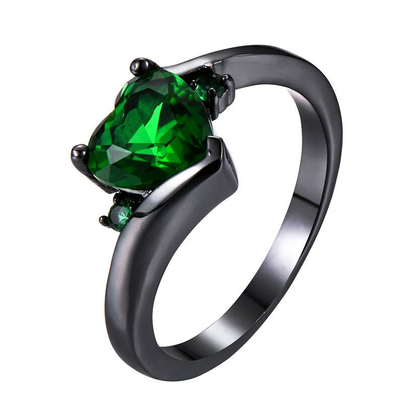 Vibrant AAA+ Green Color CZ Set in Black Gold over Sterling