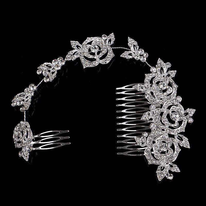 Precious Rose Double Hair Comb :: Avail. in Silver & Gold