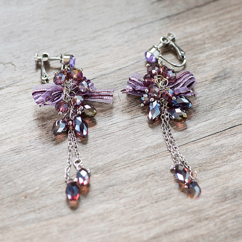 Exquisite Purple Crystal & Ceramic Rose Bud Bridal Tiara :: Avail in 2 Colors