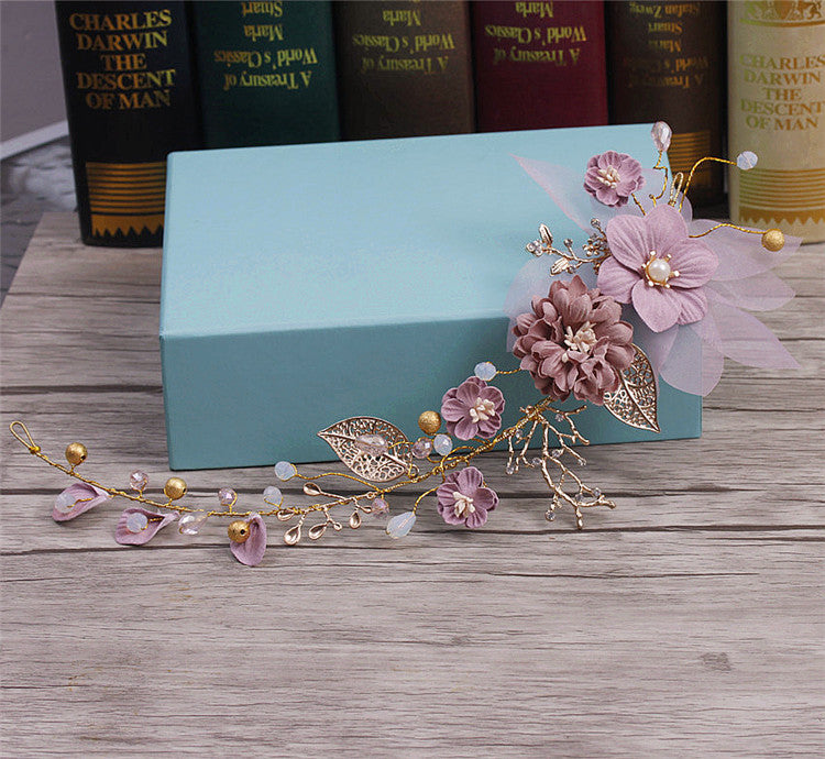 Purple Floral Bridal Hairpiece