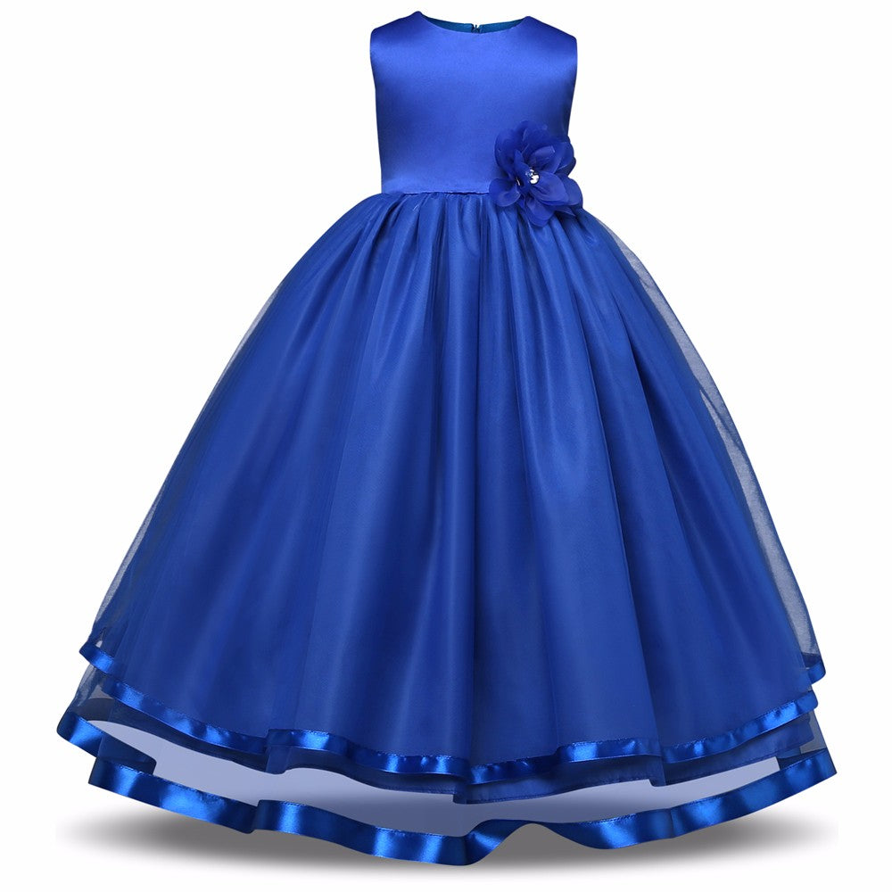 The Aclaya Tulle & Satin Stripe Flower Girl Dress