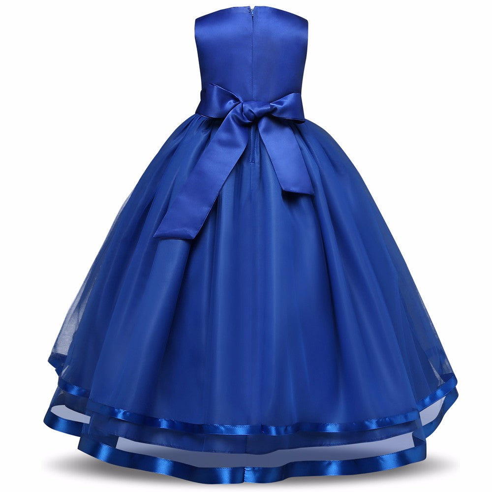 The Aclaya Tulle & Satin Stripe Flower Girl Dress