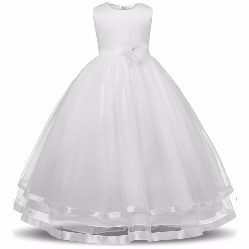 The Aclaya Tulle & Satin Stripe Flower Girl Dress