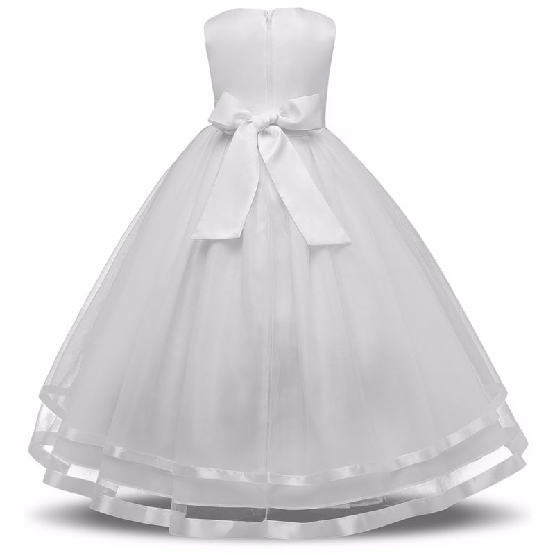 The Aclaya Tulle & Satin Stripe Flower Girl Dress