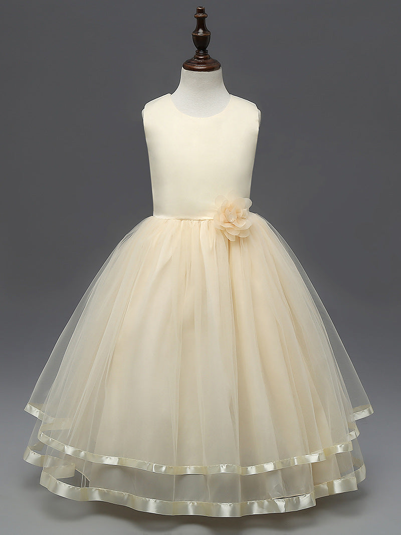 The Aclaya Tulle & Satin Stripe Flower Girl Dress