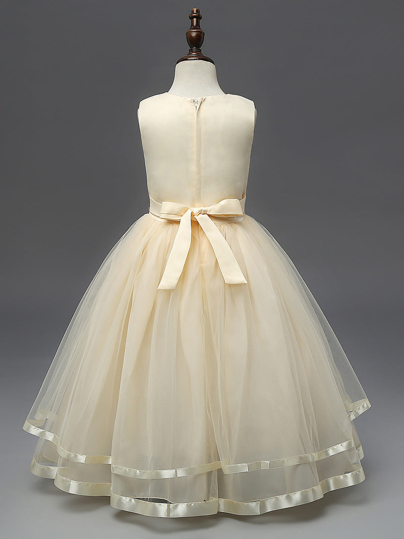 The Aclaya Tulle & Satin Stripe Flower Girl Dress
