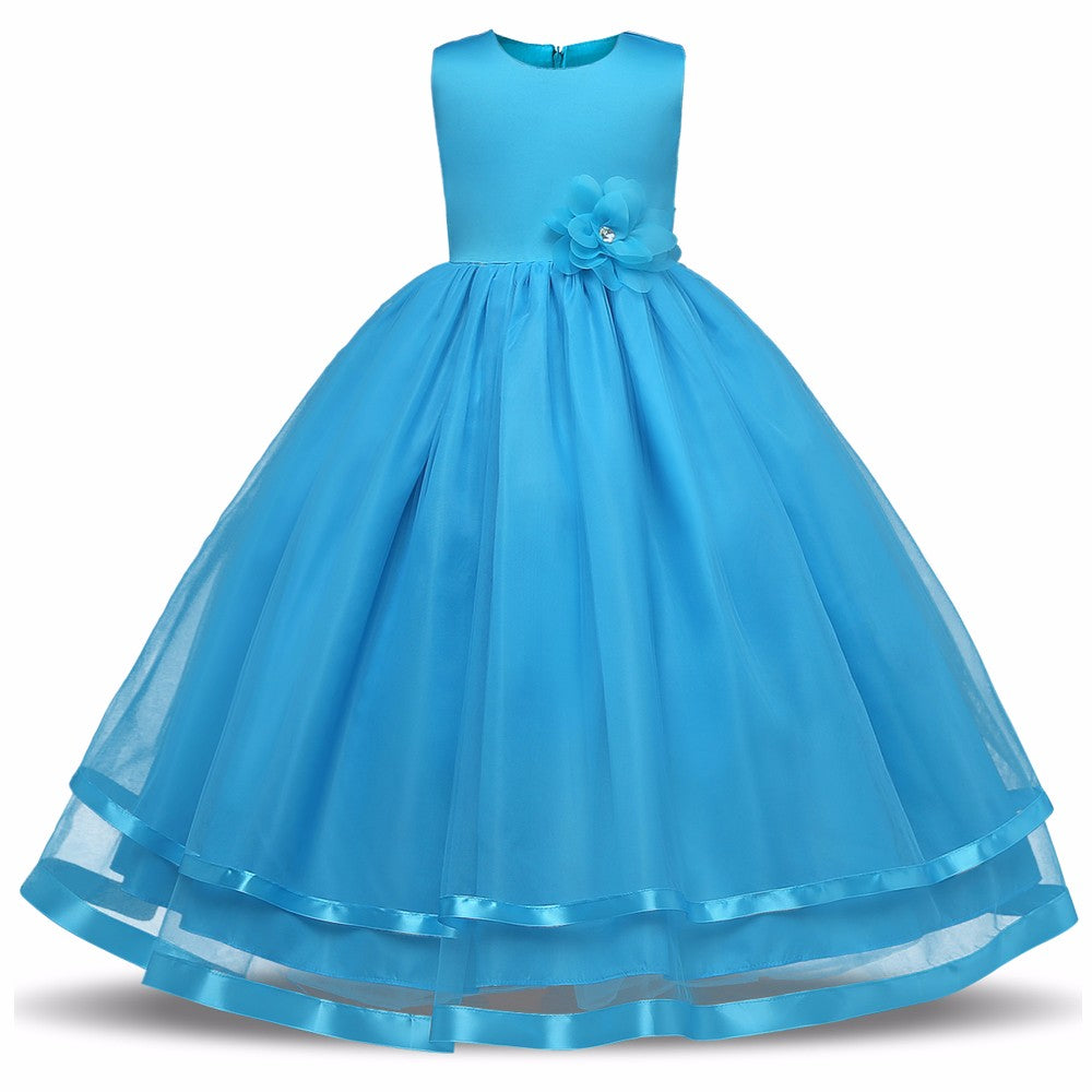 The Aclaya Tulle & Satin Stripe Flower Girl Dress