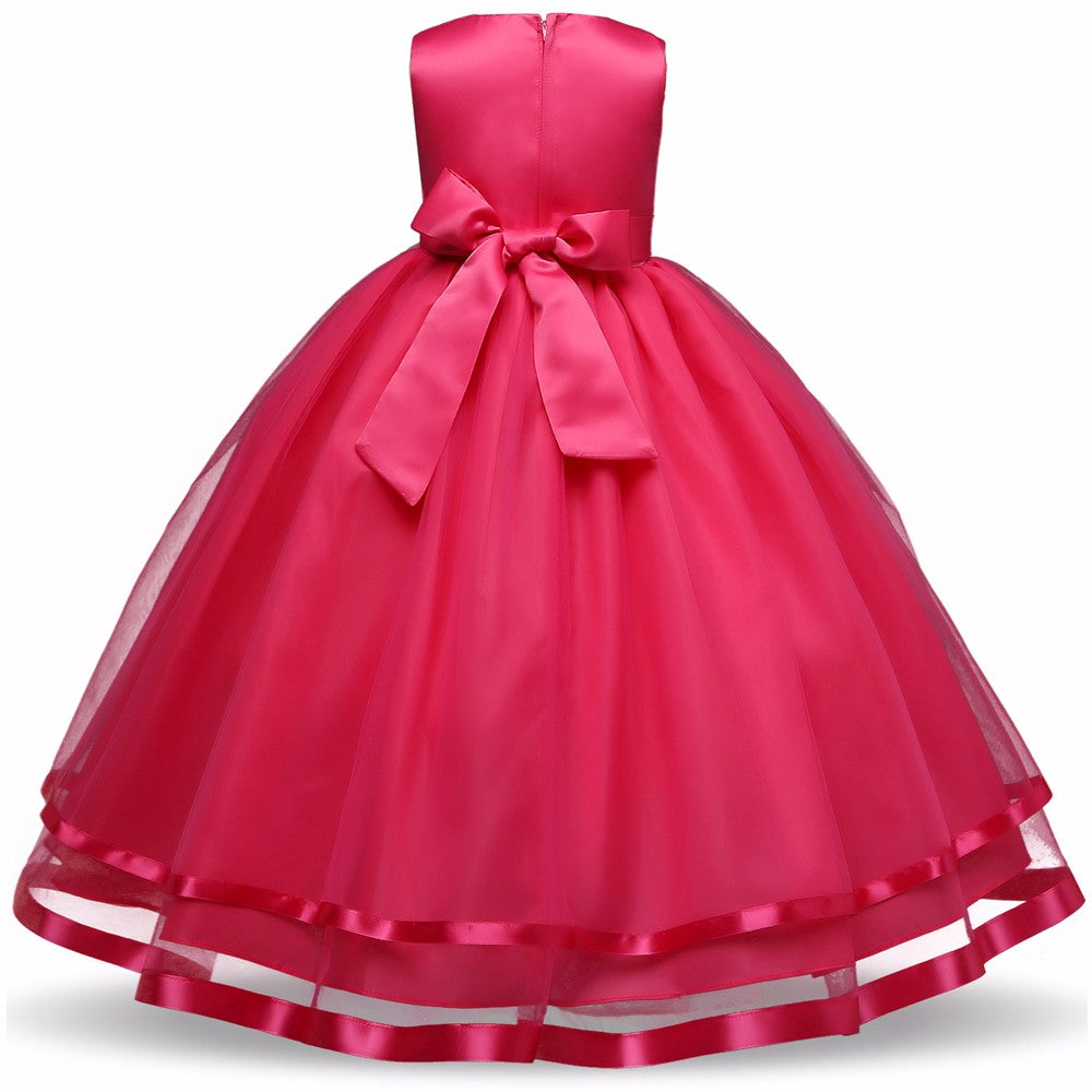 The Aclaya Tulle & Satin Stripe Flower Girl Dress