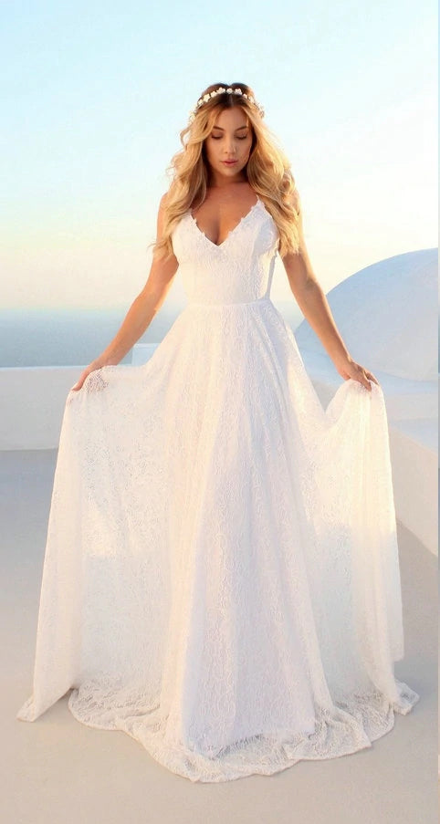 Princess Lace A-Line Budget Wedding Dress