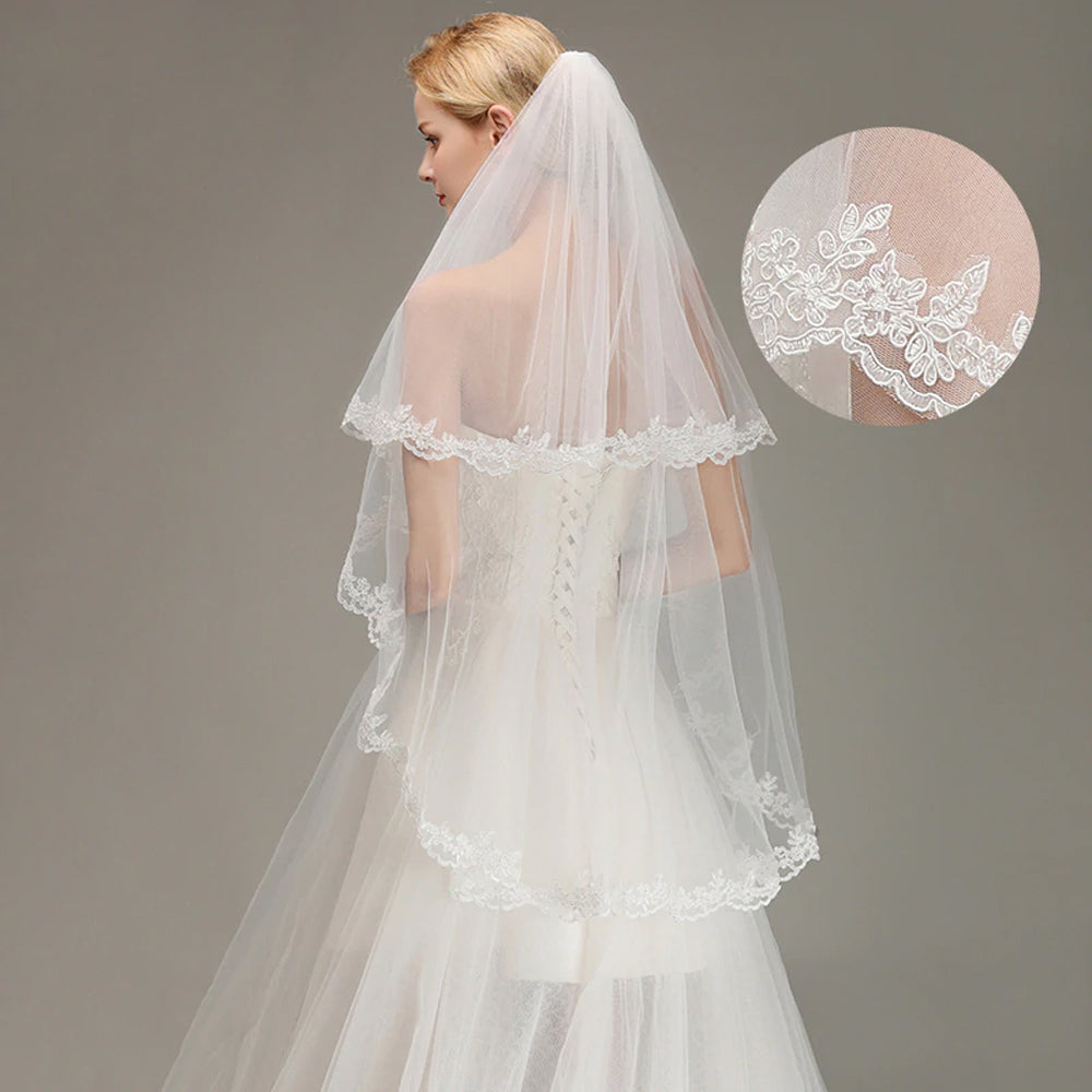 Floral Lace Trimmed Veil