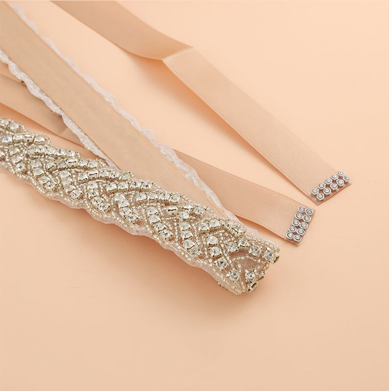 Style 55 Crystal Path Bridal Belt