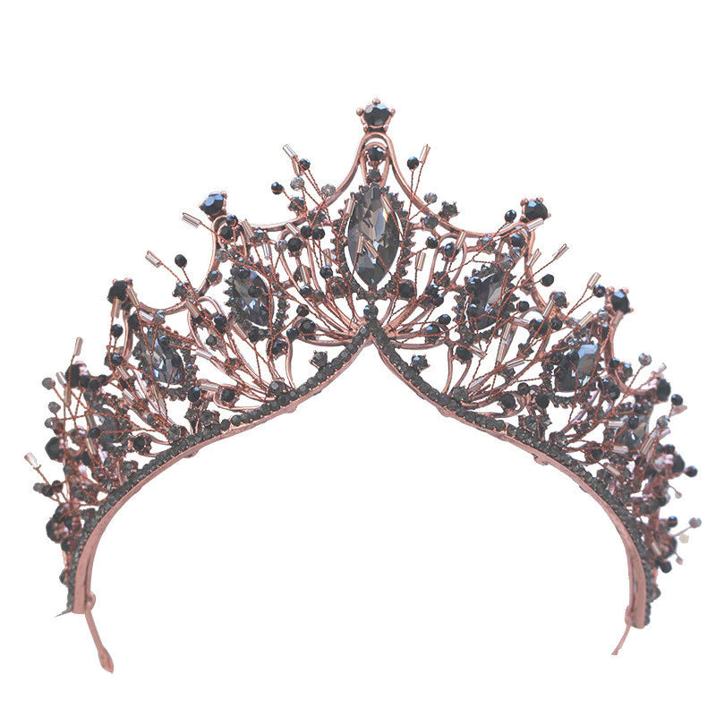 Rose Gold & Black AAA+ Cubic Zircon Baroque Style Tiara