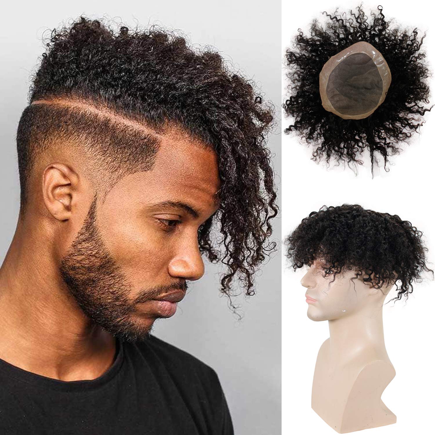 Curly Human Hair Dante Toupee Hairpiece