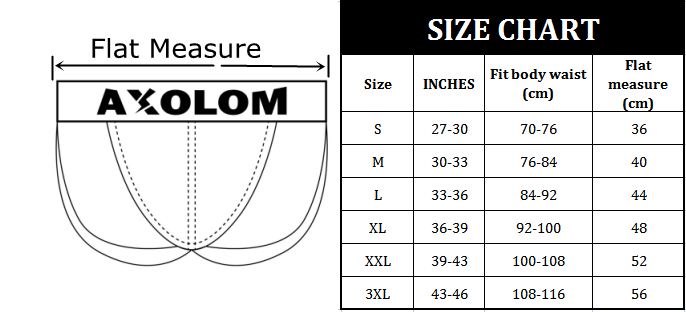AXOLOM Jockstrap Size Chart