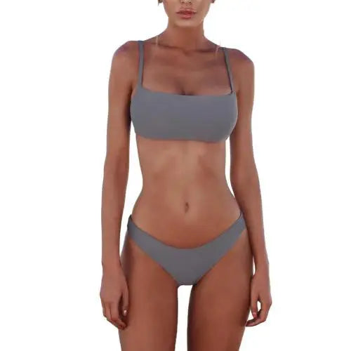 Women Swimwear High Waist Solid Micro Bikini