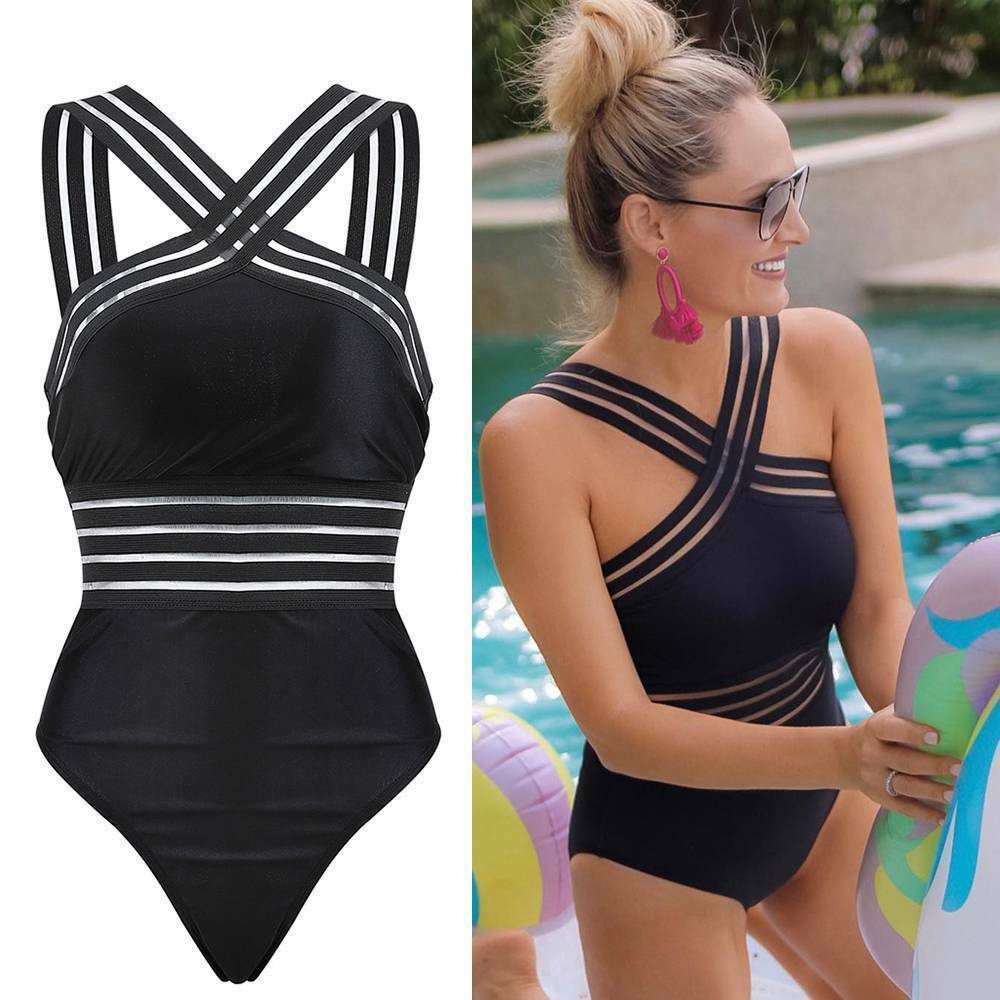 Womens Striped One Piece Bikini