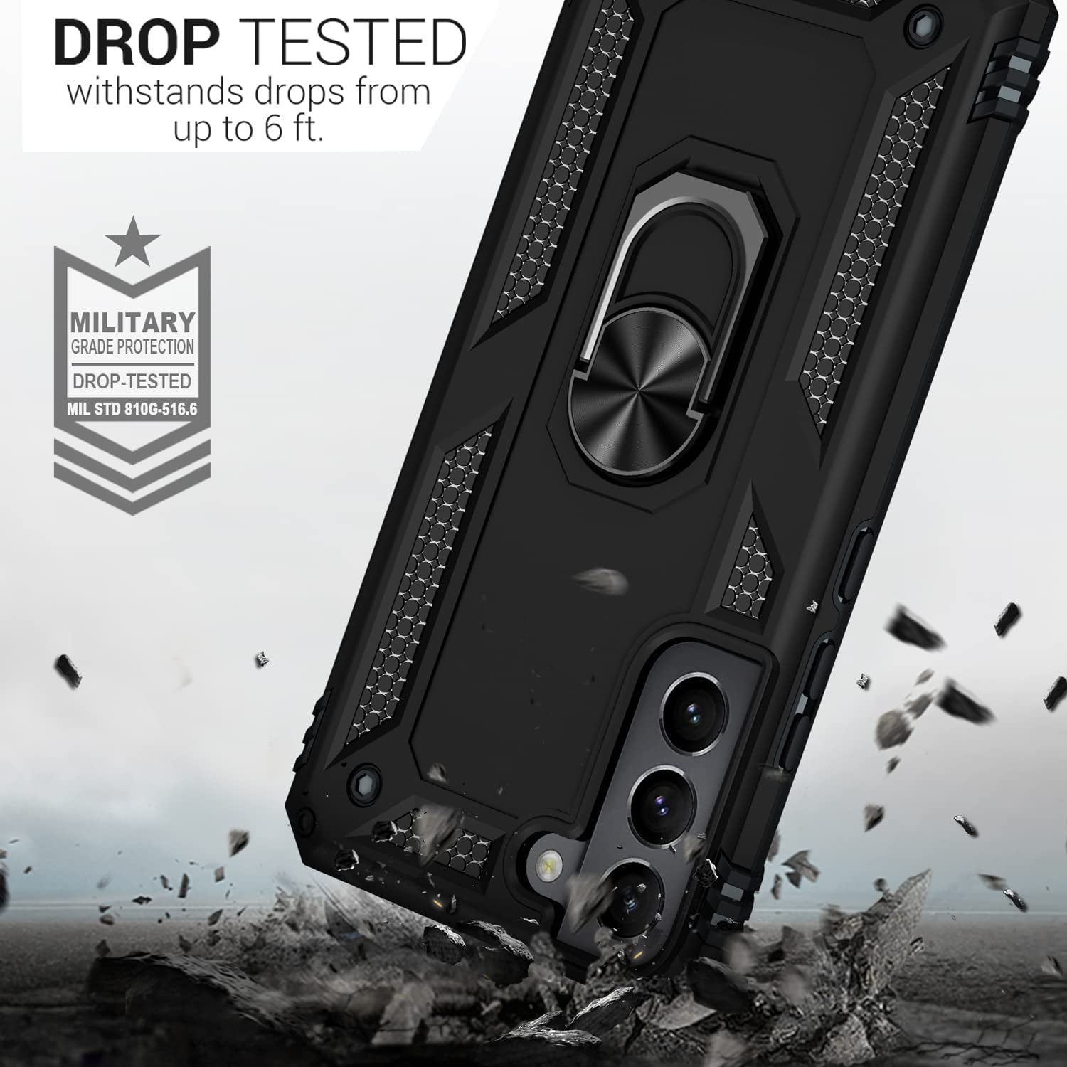 Hybrid Case Cover, Shockproof Kickstand Metal Ring - ACZ03