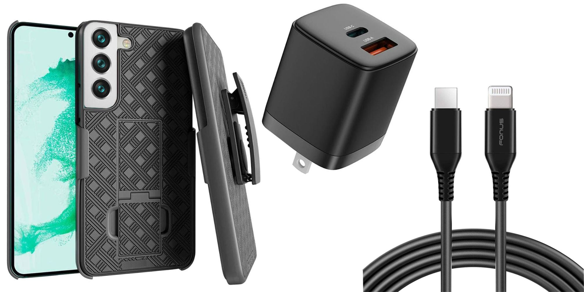 Belt Clip Case and Fast Home Charger Combo, 6ft Long USB-C Cable PD Type-C Power Adapter Swivel Holster - ACZ56+G88