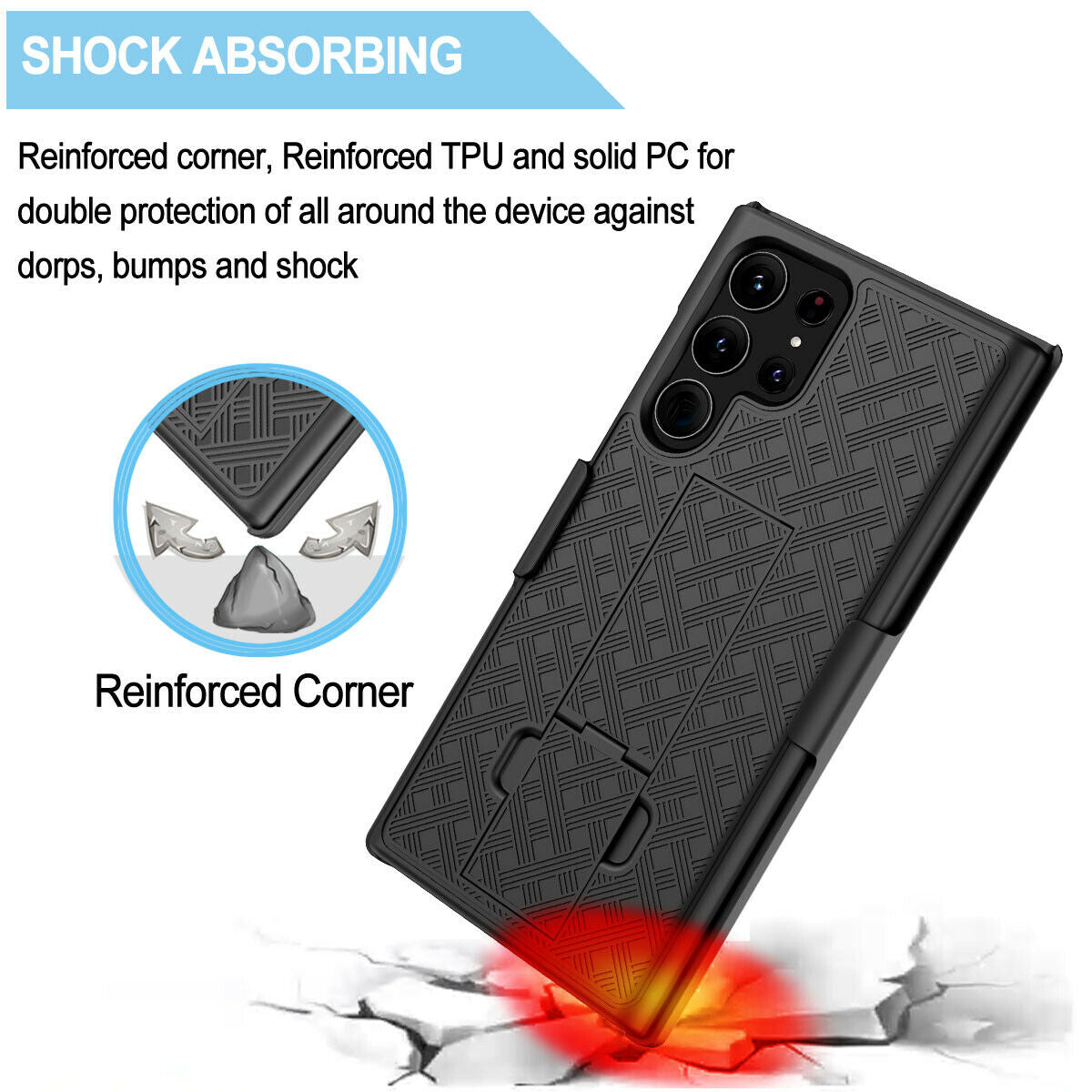 Belt Clip Case and 3 Pack Screen Protector, Kickstand Cover TPU Film Swivel Holster - ACZ53+3Z34