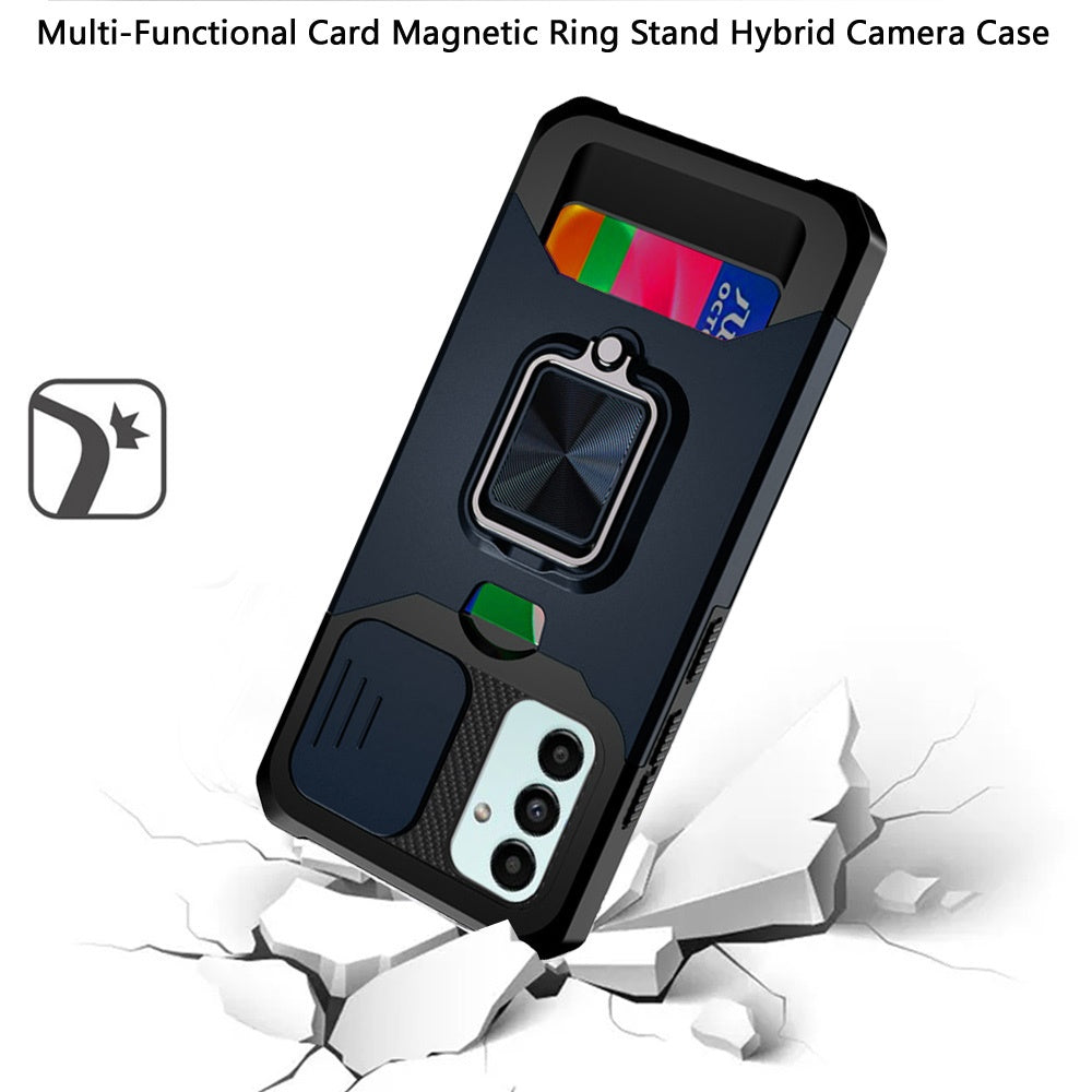 Hybrid Case Cover, Card Slot Kickstand Metal Ring - ACY35