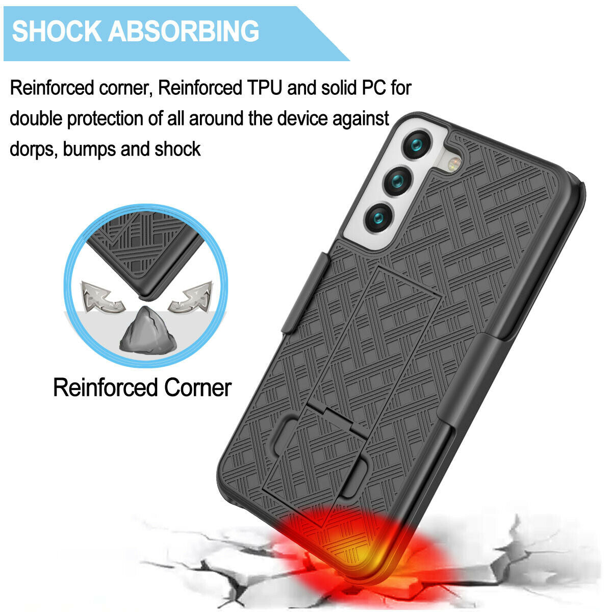 Belt Clip Case and 3 Pack Screen Protector, Kickstand Cover TPU Film Swivel Holster - ACZ56+3Z36